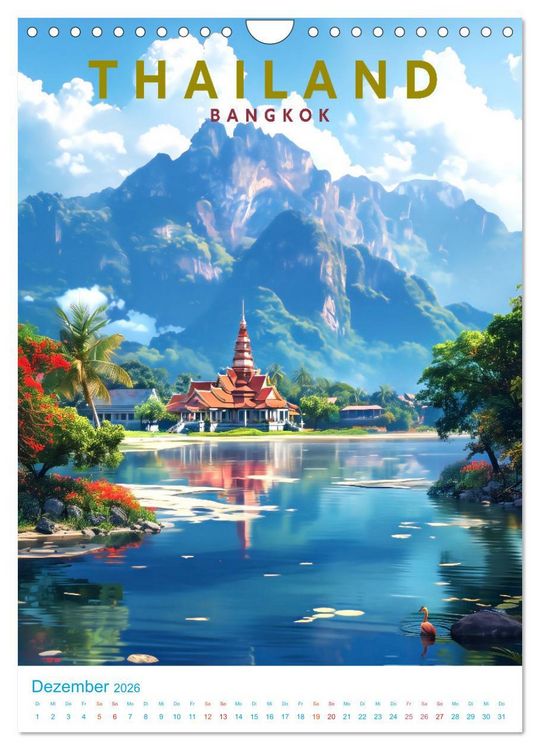 Produktbild: Thailand - Old School Poster Style (Wandkalender 2026 DIN A4 hoch), CALVENDO Monatskalender