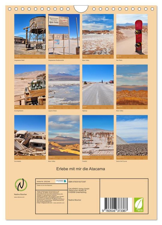Produktbild: Erlebe mit mir die Atacama (Wandkalender 2026 DIN A4 hoch), CALVENDO Monatskalender