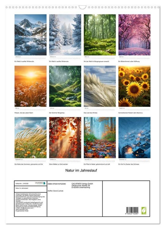 Produktbild: Natur im Jahreslauf (Wandkalender 2026 DIN A2 hoch), CALVENDO Monatskalender
