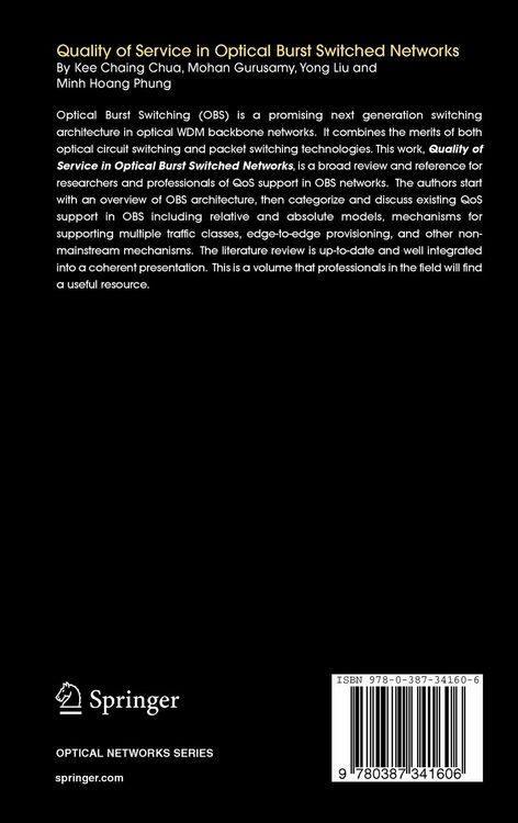 Produktbild: Quality of Service in Optical Burst Switched Networks