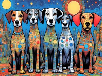Produktbild: CALVENDO Puzzle Bunte Hunde - wir sind bunt und das ist auch gut so! | 1000 Teile Lege-Gr&ouml;&szlig;e 64x48cm Foto-Puzzle f&uuml;r gl&uuml;ckliche Stunden