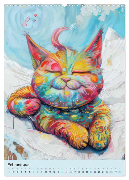 Produktbild: Katzen im expressionistischen Stil (hochwertiger Premium Wandkalender 2026 DIN A2 hoch), Kunstdruck in Hochglanz