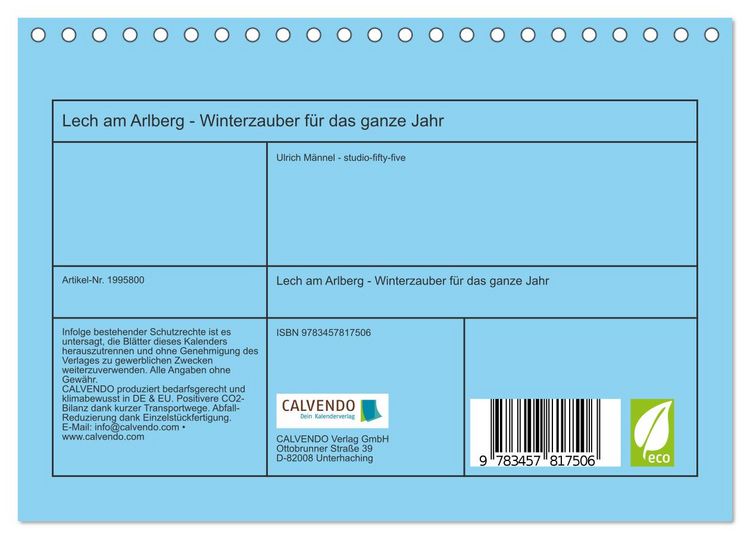 Produktbild: Lech am Arlberg - Winterzauber f&uuml;r das ganze Jahr (Tischkalender 2026 DIN A5 quer), CALVENDO Monatskalender