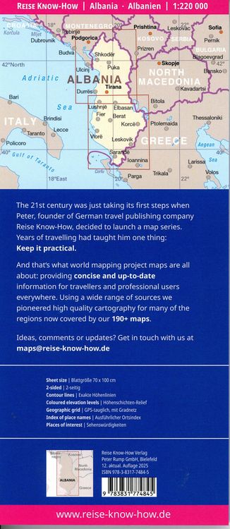 Produktbild: Reise Know-How Landkarte Albanien / Albania (1:220.000)
