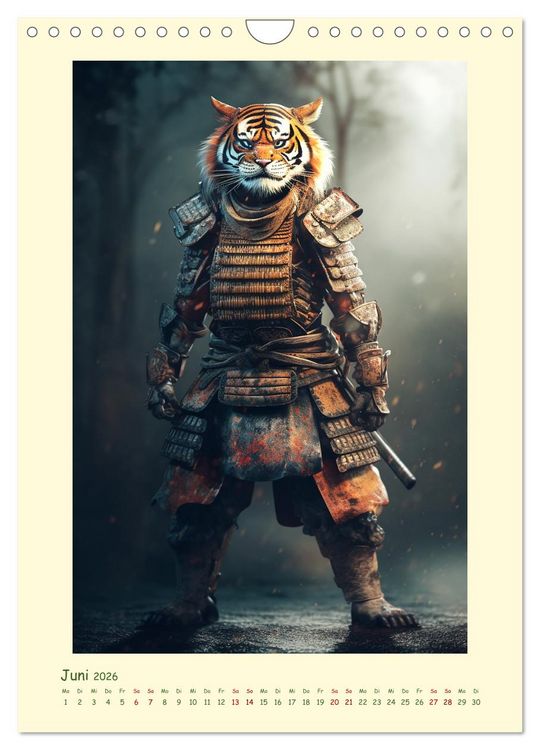 Produktbild: Tierische Samurai (Wandkalender 2026 DIN A4 hoch), CALVENDO Monatskalender