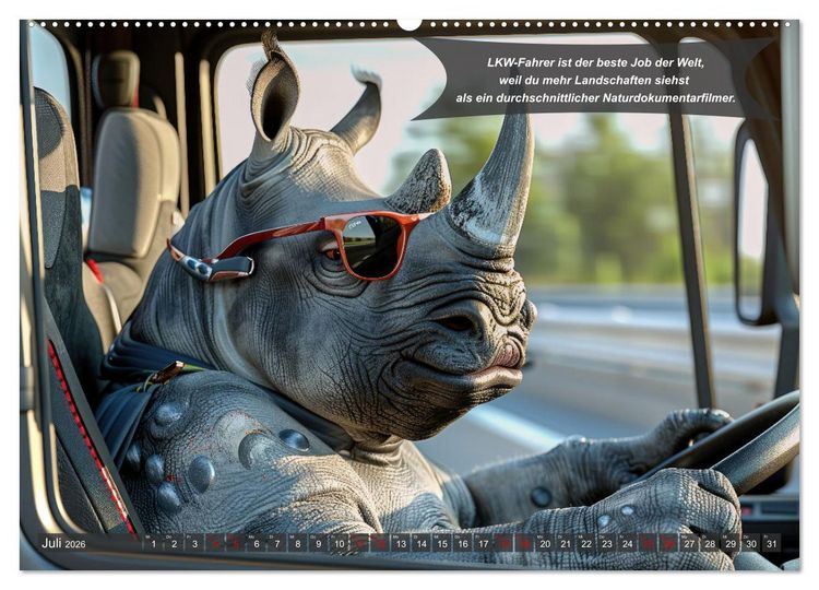 Produktbild: Tierisch lustige LKW-Fahrer (hochwertiger Premium Wandkalender 2026 DIN A2 quer), Kunstdruck in Hochglanz