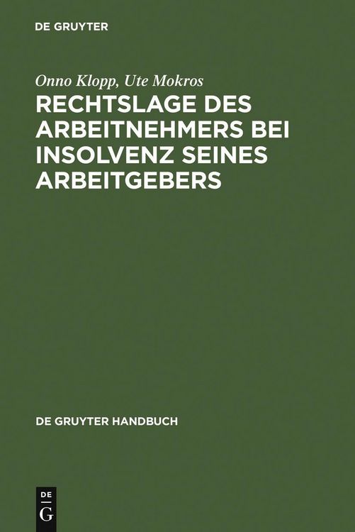 Produktbild: Rechtslage des Arbeitnehmers bei Insolvenz seines Arbeitgebers