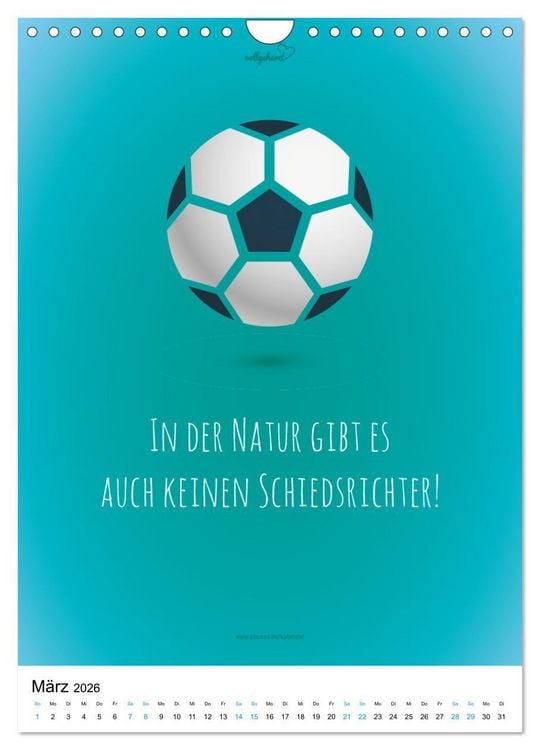 Produktbild: vollgeherzt: Der lustige Zitate-Wandkalender f&uuml;r Fu&szlig;ballfans und Sportbegeisterte! (Wandkalender 2026 DIN A4 hoch), CALVENDO Monatskalender