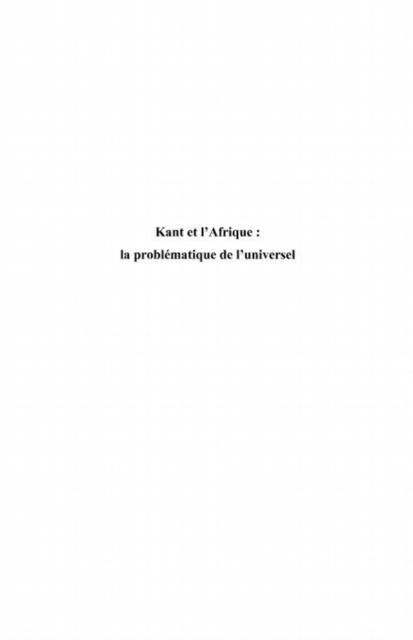 Produktbild: Kant et l'afrique la problematique de l'