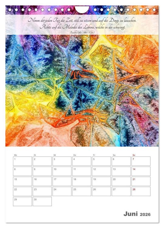 Produktbild: Farben der Achtsamkeit - Farbenreiche Aquarell-Tr&auml;ume mit Zitaten zur inneren Ruhe (Wandkalender 2026 DIN A4 hoch), CALVENDO Monatskalender
