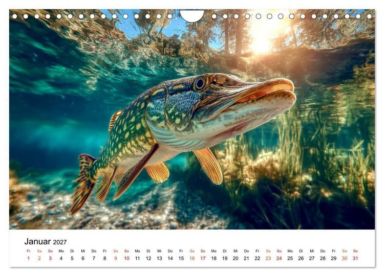 Produktbild: Hecht - J&auml;ger der Tiefe (Wandkalender 2027 DIN A4 quer), CALVENDO Monatskalender
