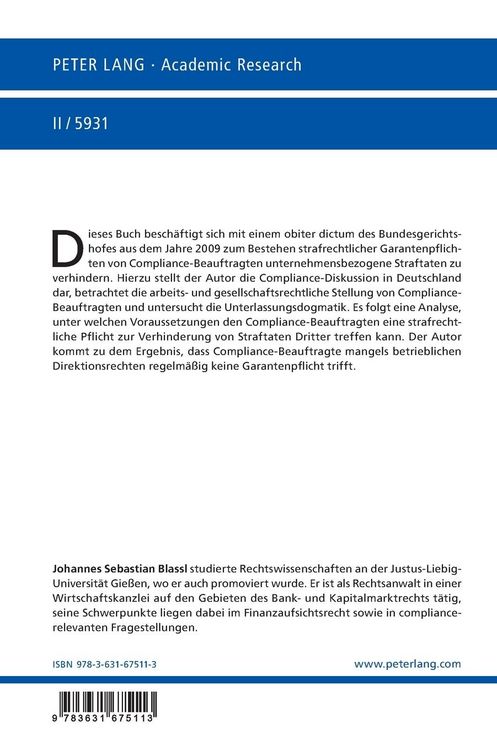 Produktbild: Zur Garantenpflicht des Compliance-Beauftragten