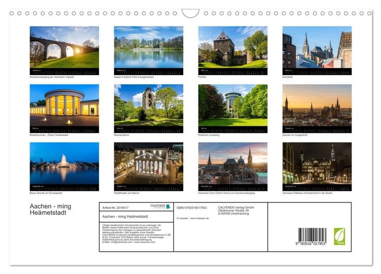 Produktbild: Aachen - ming He&auml;metstadt (Wandkalender 2026 DIN A3 quer), CALVENDO Monatskalender