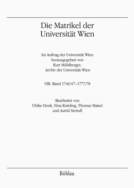 Produktbild: Die Matrikel der Universit&auml;t Wien