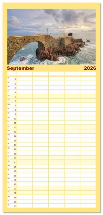 Produktbild: Familienplaner 2026 - Wundersch&ouml;nes Madeira mit 5 Spalten (Wandkalender, 21 x 45 cm) CALVENDO