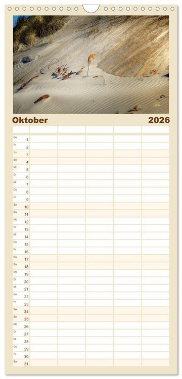 Produktbild: Familienplaner 2026 - Nordsee-D&uuml;nen mit 5 Spalten (Wandkalender, 21 x 45 cm) CALVENDO