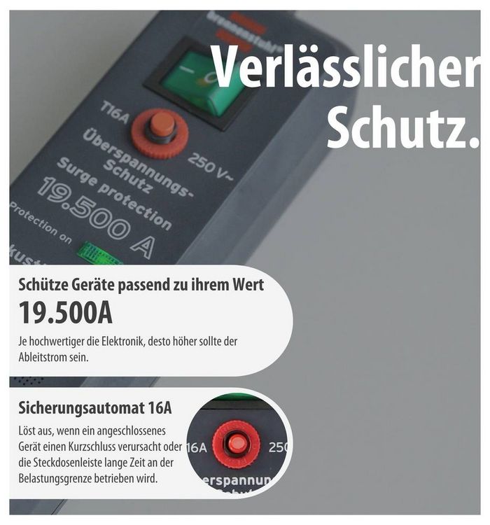 Produktbild: Brennenstuhl 1159540376 &Uuml;berspannungsschutz-Steckdosenleiste 6fach Anthrazit Schutzkontakt 1 St.