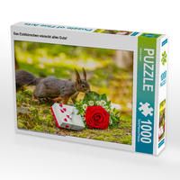 Produktbild: CALVENDO Puzzle Das Eichh&ouml;rnchen w&uuml;nscht alles Gute! | 1000 Teile Lege-Gr&ouml;&szlig;e 64x48cm Foto-Puzzle f&uuml;r gl&uuml;ckliche Stunden