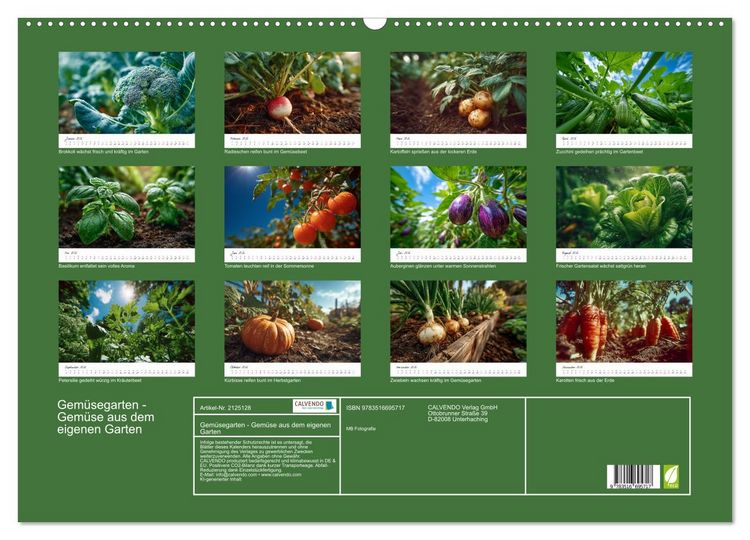 Produktbild: Gem&uuml;segarten - Gem&uuml;se aus dem eigenen Garten (Wandkalender 2026 DIN A2 quer), CALVENDO Monatskalender