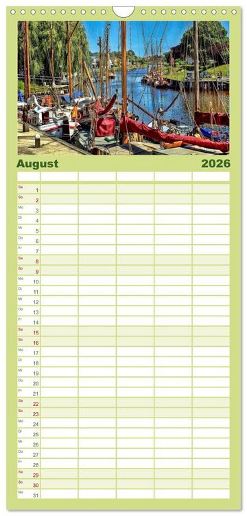 Produktbild: Familienplaner 2026 - Ostfriesland - Museumshafen Carolinensiel mit 5 Spalten (Wandkalender, 21 x 45 cm) CALVENDO