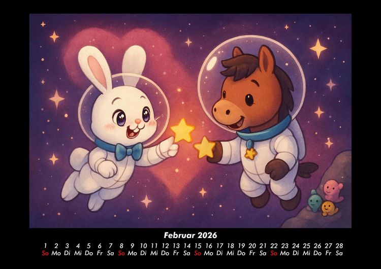 Produktbild: Bouncy & Huf - Im Weltraum 2026 Fotokalender DIN A3