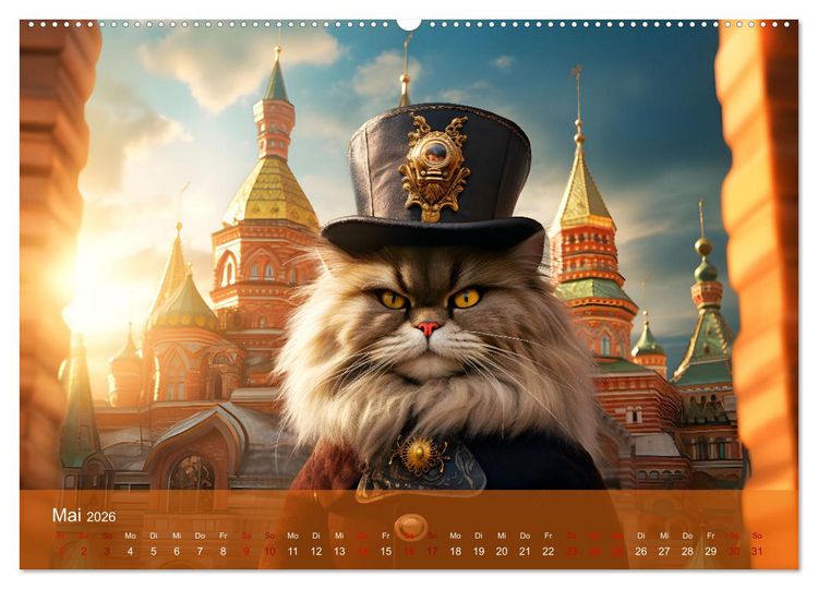 Produktbild: Charaktiere Katzen dieser Welt (hochwertiger Premium Wandkalender 2026 DIN A2 quer), Kunstdruck in Hochglanz