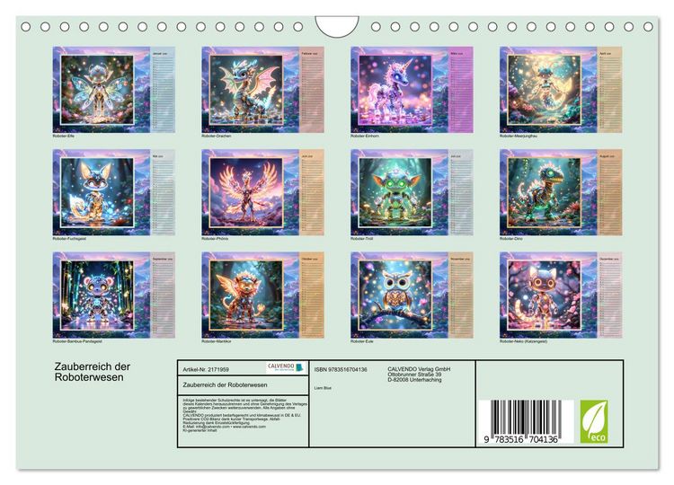 Produktbild: Zauberreich der Roboterwesen (Wandkalender 2026 DIN A4 quer), CALVENDO Monatskalender