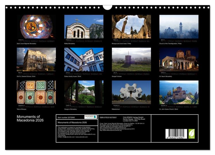 Produktbild: Monuments of Macedonia 2026 (Wall Calendar 2026 DIN A3 landscape), CALVENDO 12 Month Wall Calendar