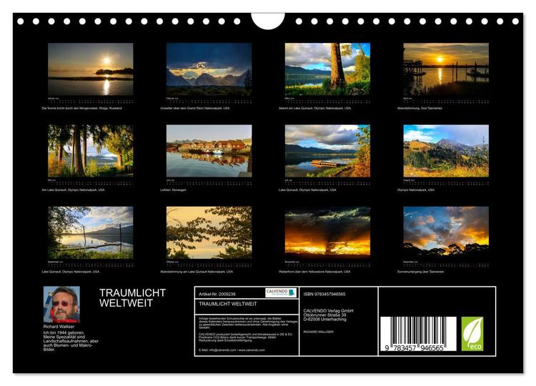 Produktbild: TRAUMLICHT WELTWEIT (Wandkalender 2026 DIN A4 quer), CALVENDO Monatskalender