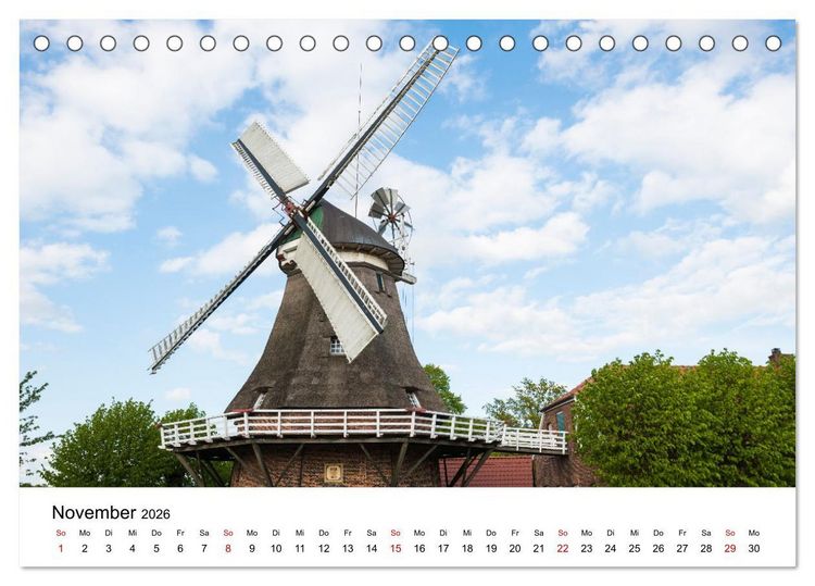 Produktbild: Ostfriesische M&uuml;hlenlandschaft (Tischkalender 2026 DIN A5 quer), CALVENDO Monatskalender