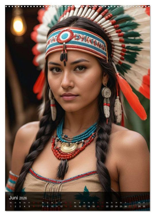 Produktbild: Native American Girls (Wandkalender 2026 DIN A2 hoch), CALVENDO Monatskalender