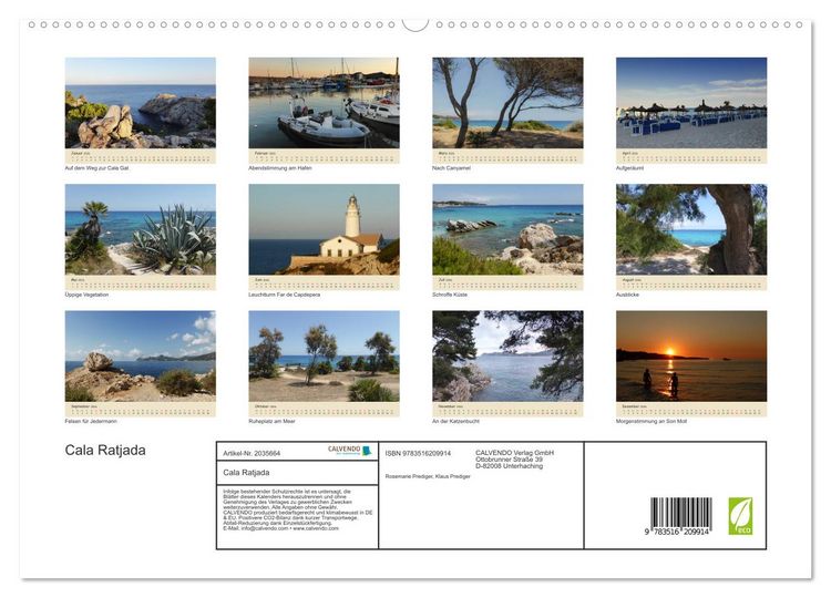 Produktbild: Cala Ratjada (hochwertiger Premium Wandkalender 2026 DIN A2 quer), Kunstdruck in Hochglanz