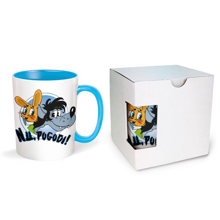 Produktbild: Tr&ouml;tsch Tasse Hase & Wolf Nu pogodi Nu pagadi Keramiktasse wei&szlig;/blau