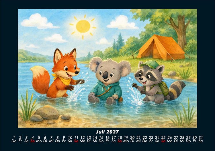 Produktbild: Camping-Abenteuer mit Finn, Kiki & Rocco 2027 Fotokalender DIN A4