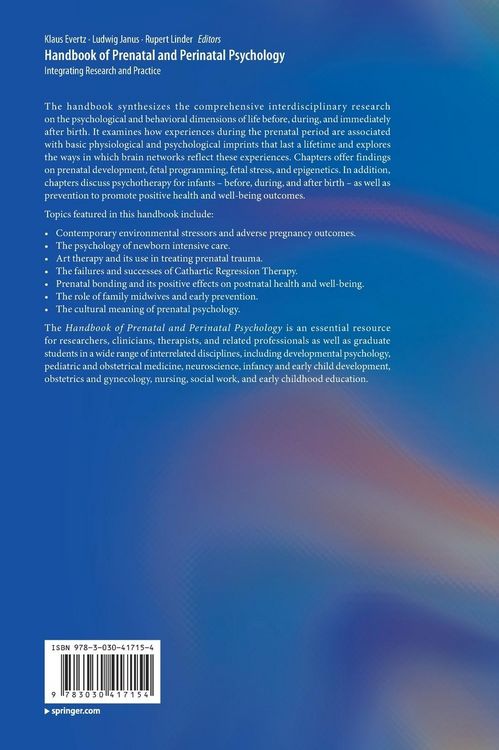 Produktbild: Handbook of Prenatal and Perinatal Psychology