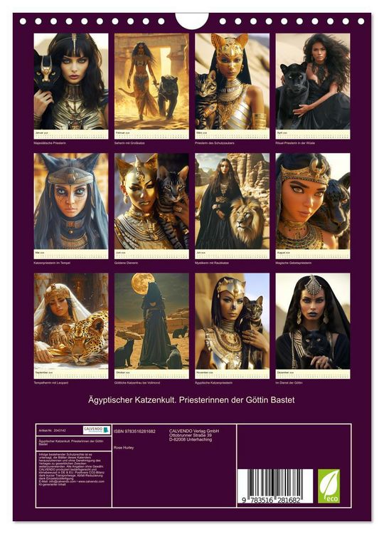 Produktbild: &Auml;gyptischer Katzenkult. Priesterinnen der G&ouml;ttin Bastet (Wandkalender 2026 DIN A4 hoch), CALVENDO Monatskalender