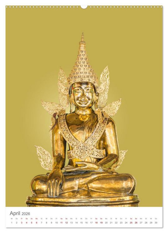 Produktbild: Buddha tr&auml;gt Gold (hochwertiger Premium Wandkalender 2026 DIN A2 hoch), Kunstdruck in Hochglanz