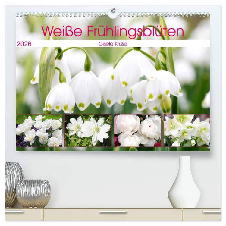 Produktbild: Wei&szlig;e Fr&uuml;hlingsbl&uuml;ten (hochwertiger Premium Wandkalender 2026 DIN A2 quer), Kunstdruck in Hochglanz