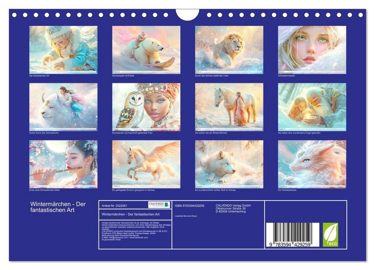 Produktbild: Winterm&auml;rchen - Der fantastischen Art (Wandkalender 2027 DIN A4 quer), CALVENDO Monatskalender