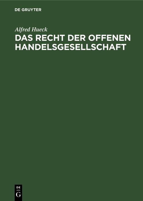 Produktbild: Das Recht der offenen Handelsgesellschaft