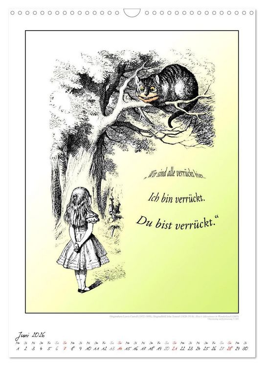 Produktbild: Alice im Wunderland - Weltliteraturkalender (Wandkalender 2026 DIN A3 hoch), CALVENDO Monatskalender