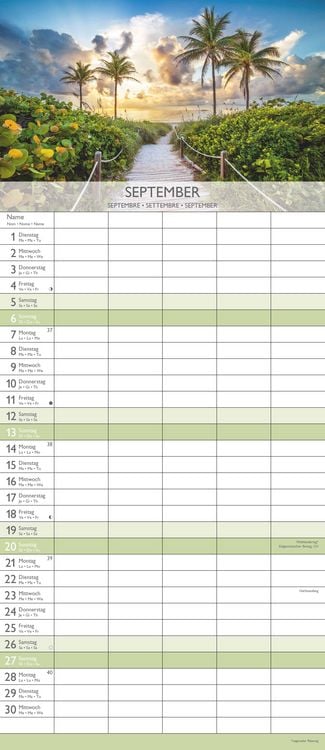 Produktbild: Traumziele 2026 Familienplaner - Familienkalender - Wandkalender - 19,5x45