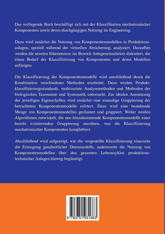 Produktbild: Klassifikation mechatronischer Komponenten und deren durchg&auml;ngige Nutzung im Engineering