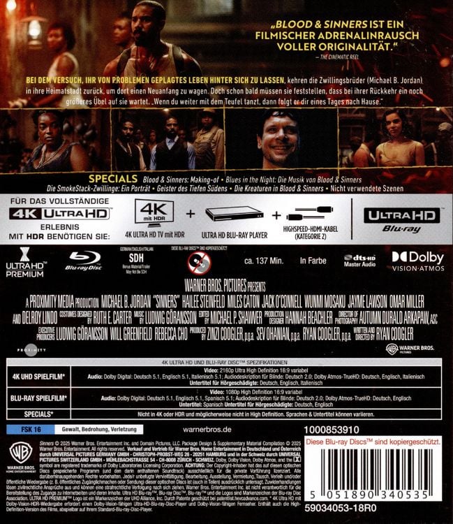 Produktbild: Blood & Sinners (4K Ultra HD) (+ Blu-ray)