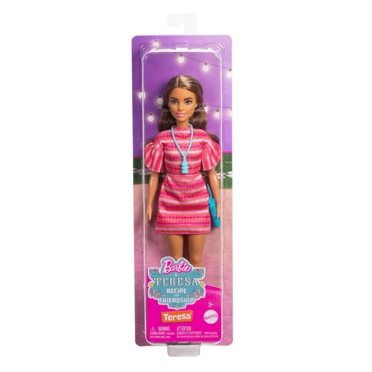 Produktbild: Barbie und Teresa Rezept für Freundschaft Teresa-Modepuppe mit unverkennbarem Outfit und Accessoires