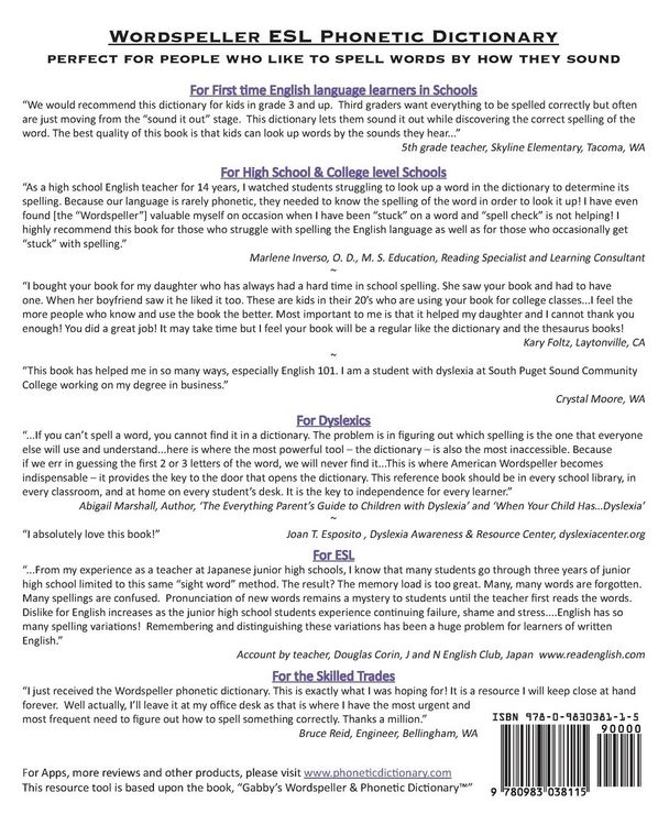 Produktbild: Wordspeller ESL Phonetic Dictionary