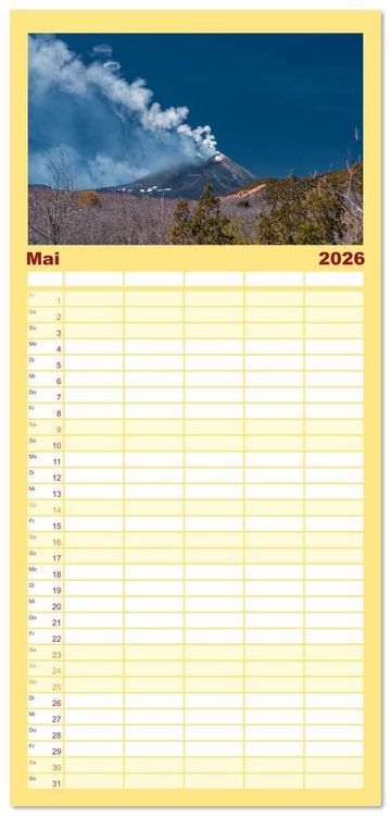 Produktbild: Familienplaner 2026 - &Auml;tna - Europas h&ouml;chster Vulkan mit 5 Spalten (Wandkalender, 21 x 45 cm) CALVENDO