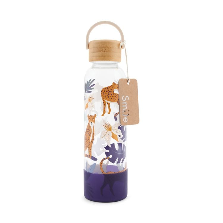 Produktbild: Trinkflasche aus Glas mit Silikoncover, "Midnight Blue"