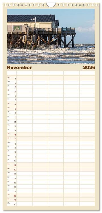 Produktbild: Familienplaner 2026 - St. Peter-Ording mit 5 Spalten (Wandkalender, 21 x 45 cm) CALVENDO
