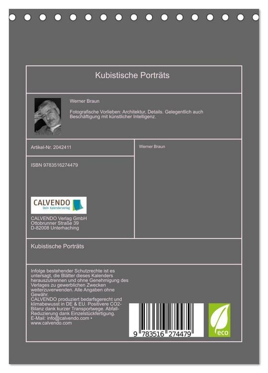 Produktbild: Kubistische Portr&auml;ts (Tischkalender 2026 DIN A5 hoch), CALVENDO Monatskalender
